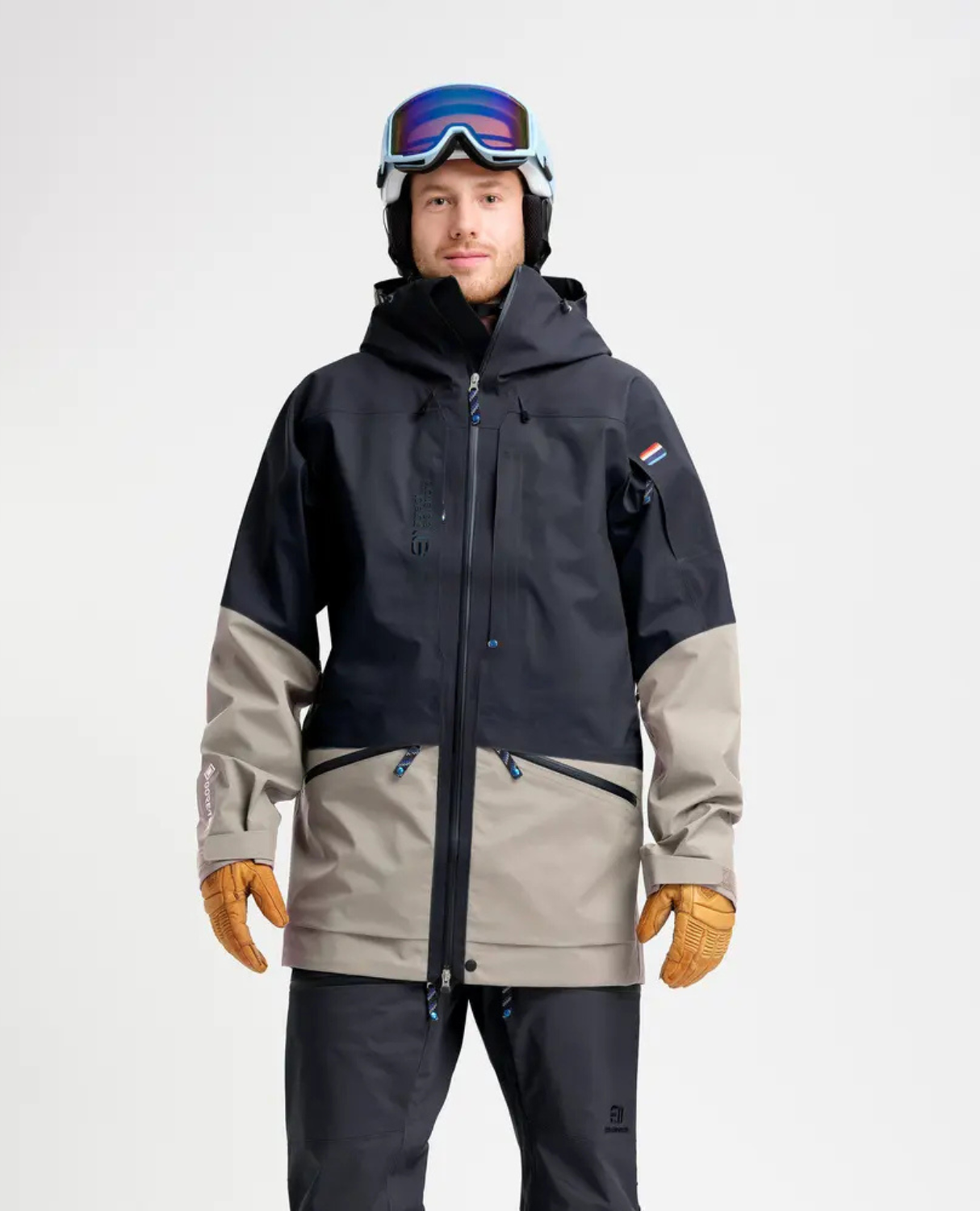 Elevenate Mens Pure 100 Jacket - Dark Ink Ginger Beige - Alpingaraget