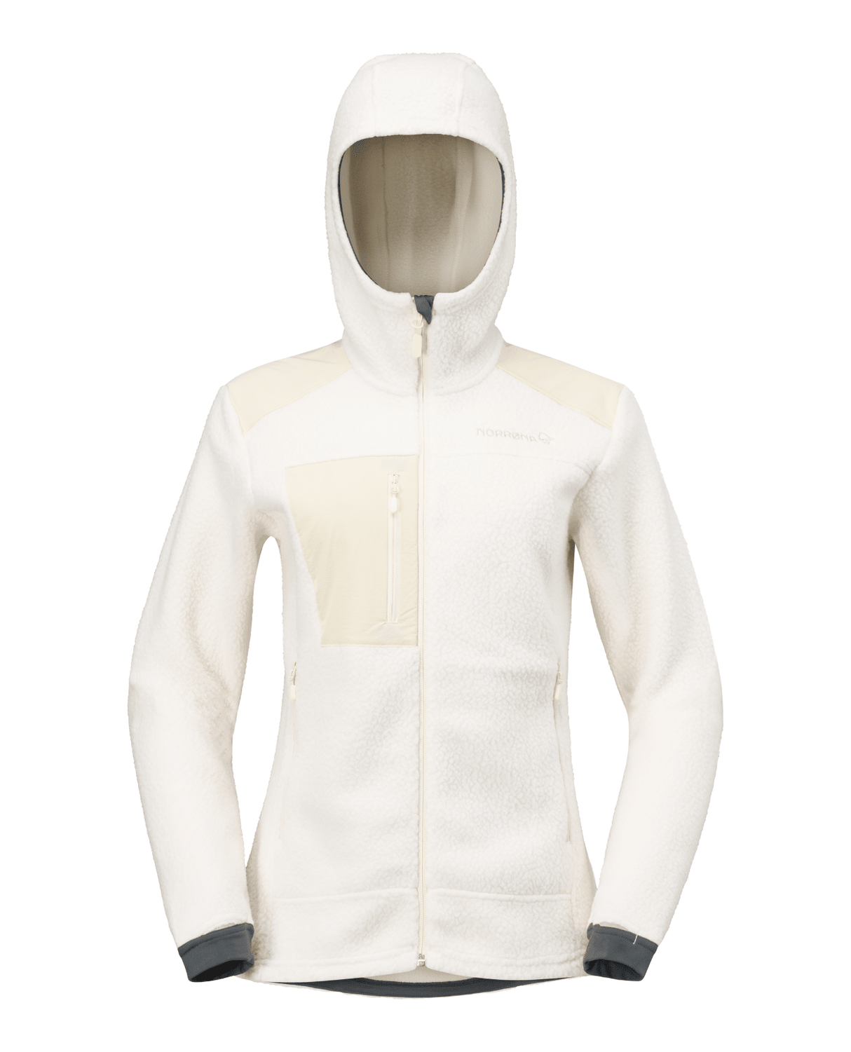 Norröna Women trollveggen warm3 Zip Hood - Whisper White - Mellanlager - Alpingaraget