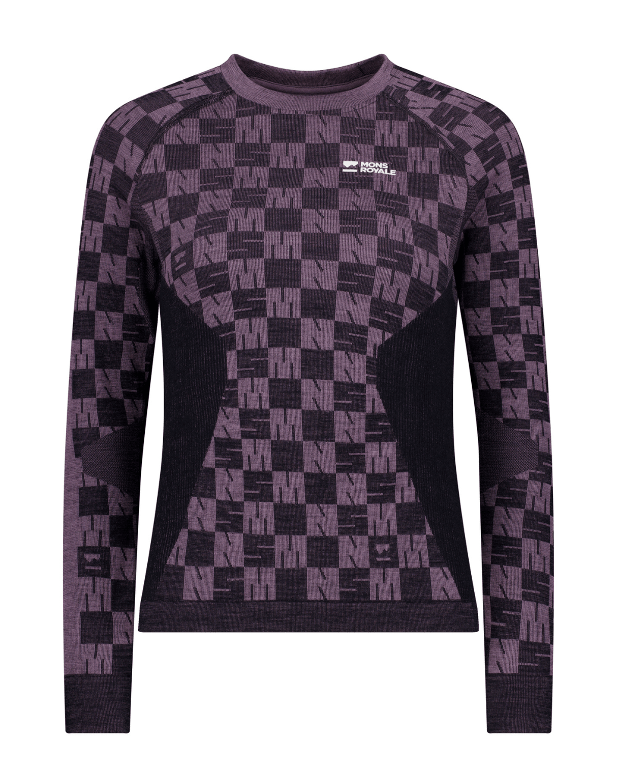 Mons Royale Womens Ascender Merino Seamless Long Sleeve - Mauve / Black - Underställ - Alpingaraget