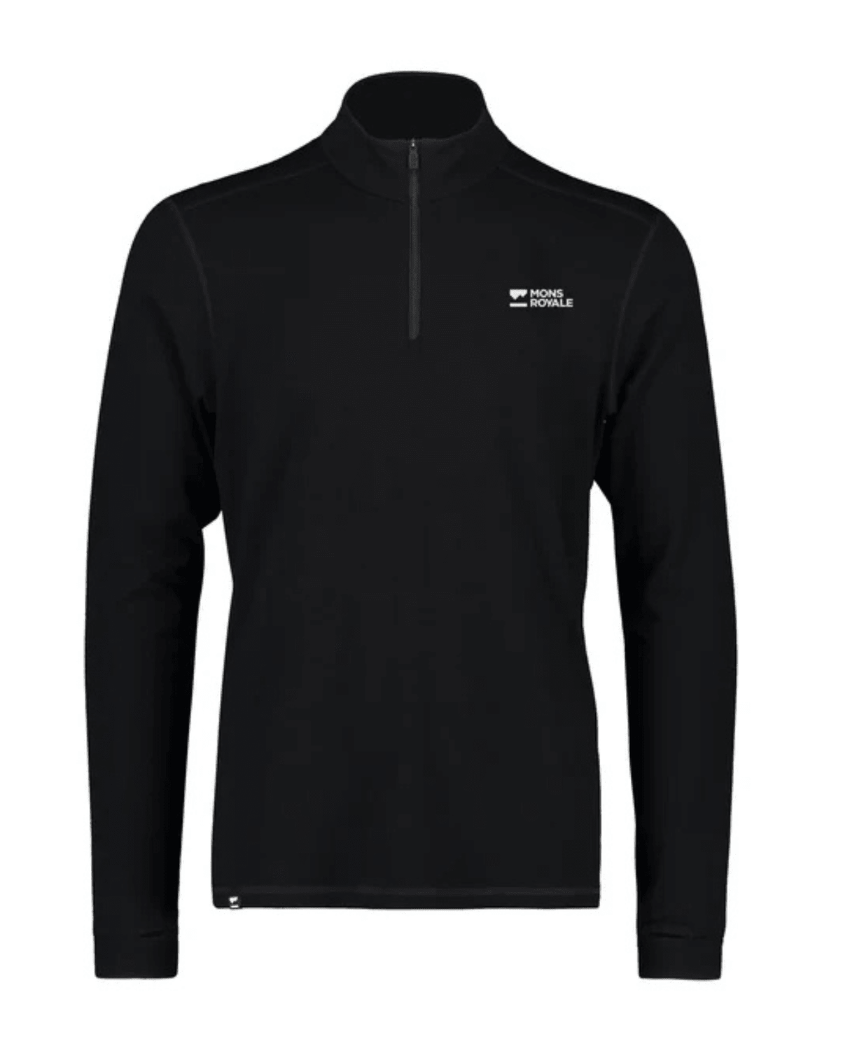 Mons Royale Mens Cascade Flex 1/4 Zip - Black - Underställ - Alpingaraget