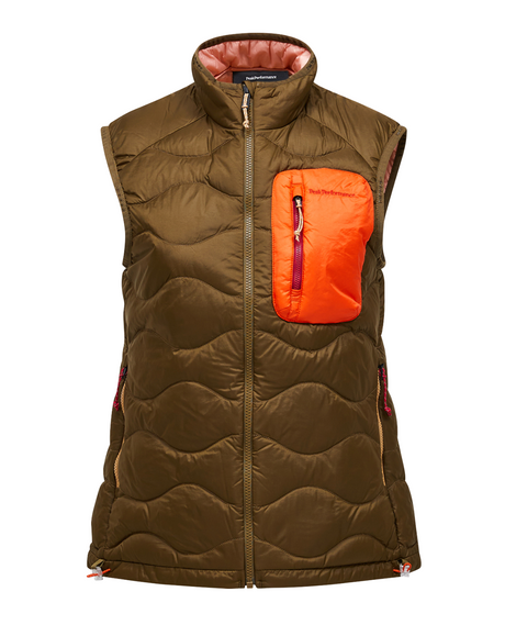 Peak Performance Men Helium Utility Down Vest - Meadow Moss / Solar Burst  Alpingaraget