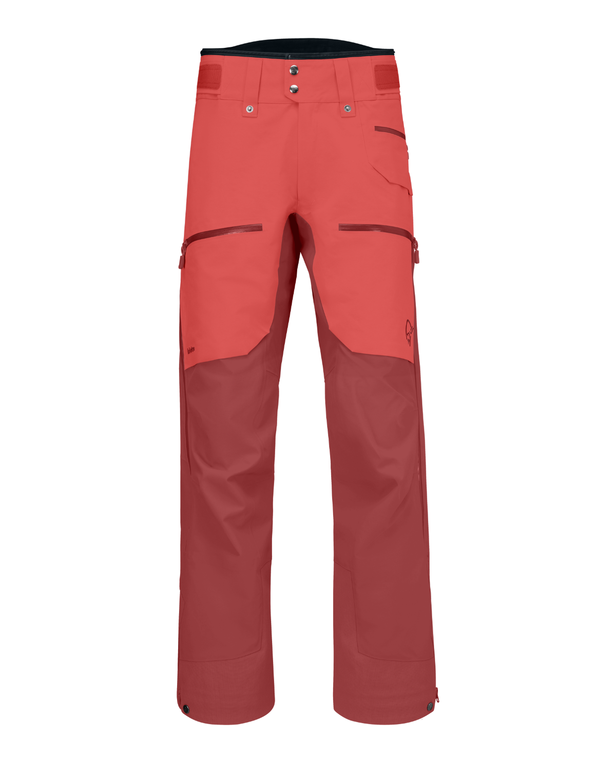 Norrøna Lofoten Gore-Tex Pro Pants Men i färgkombinationen Baked Apple och Port – röda skidbyxor för herr från Alpingaraget.