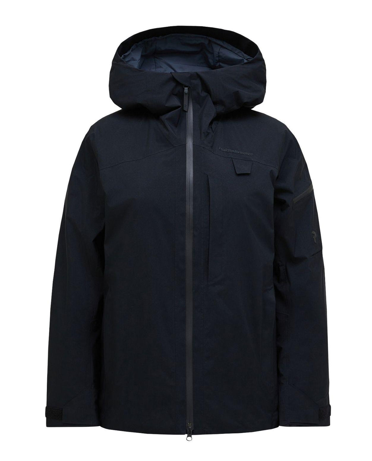 Peak Performance Alpine Gore-Tex Insulated Jacket Women i svart färg, framifrån.