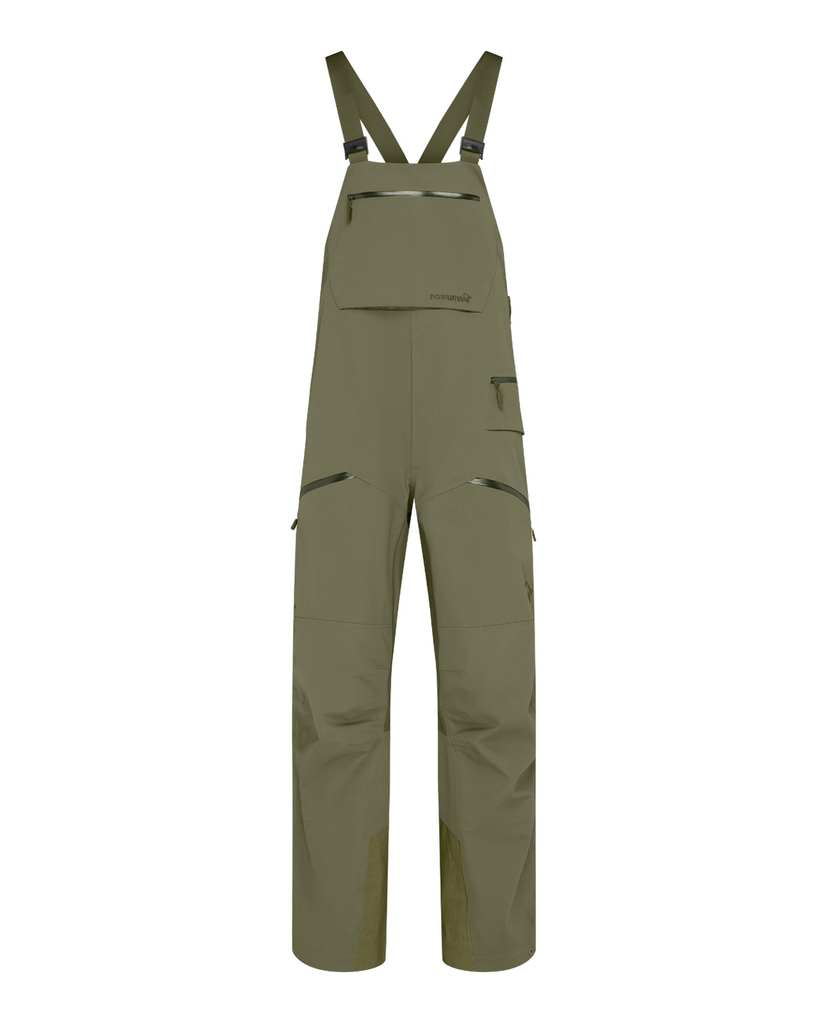 Norrøna Tamok dri3 Bibs för herrar i färgen Olive Night, perfekta skidbyxor för friåkning.