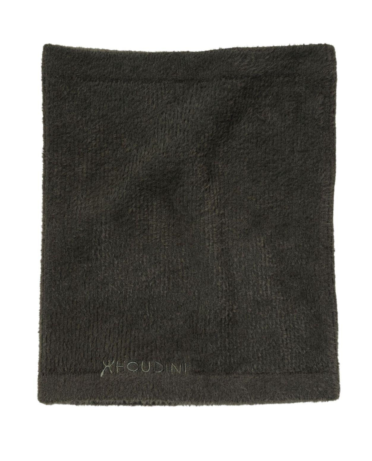 Houdini Lykan Neck Gaiter i grön illusion, en mjuk tubhalsduk med diskret logotyp.