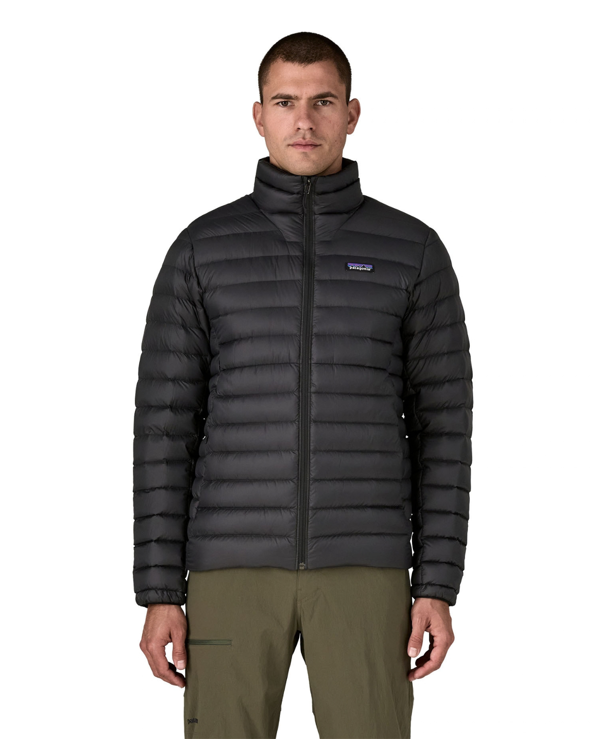 Patagonia Down Sweater i svart färg för herrar, perfekt som värmande mellanlager.