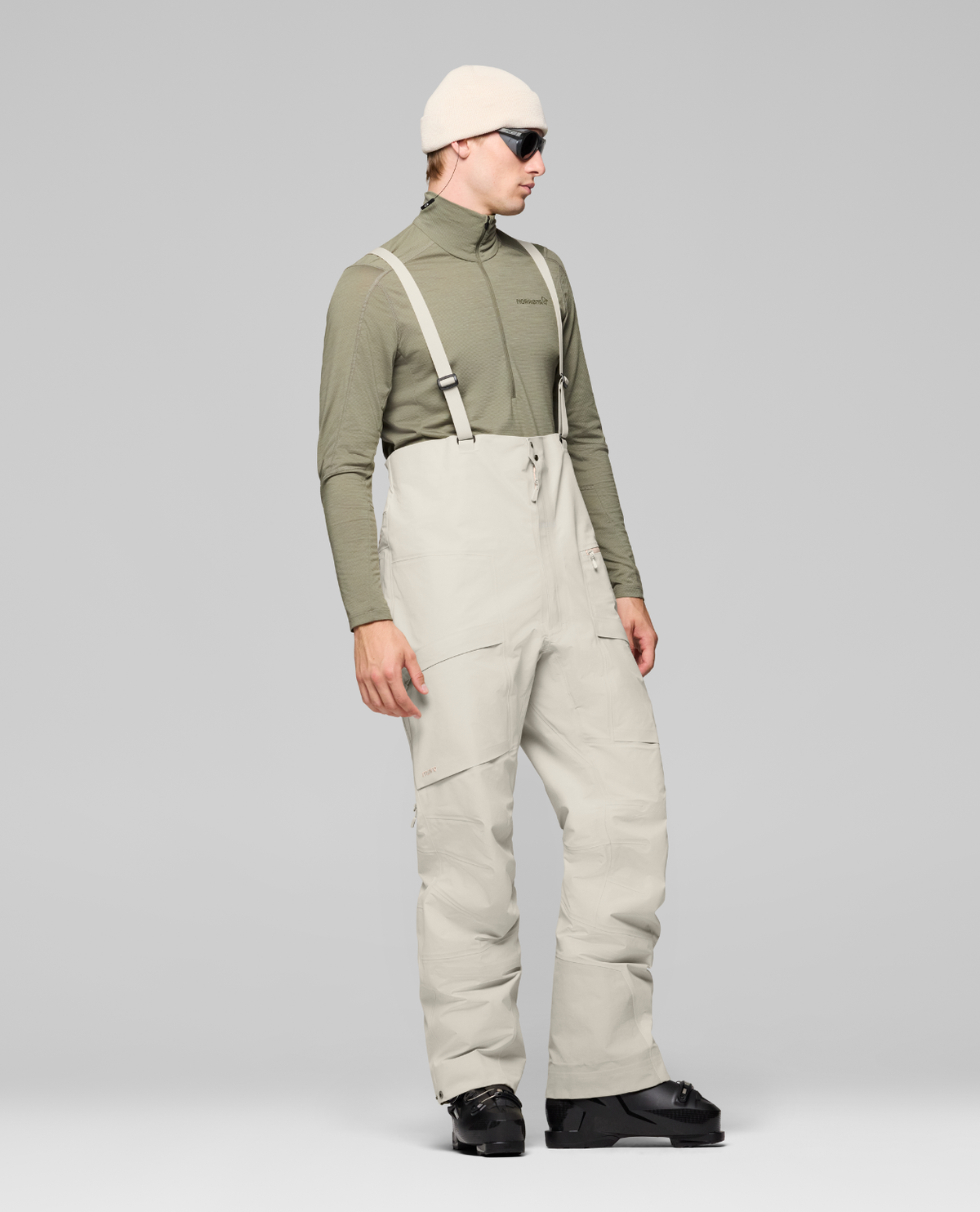 Norrøna Møre Gore-Tex Salopette Men i färg oatmeal - skidbyxor för herr