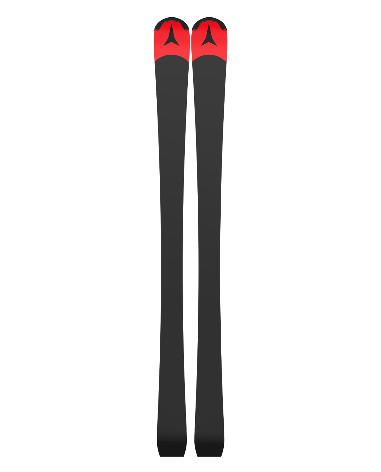 Svarta belag på Atomic Redster S9 FIS J-RP juniorslalomskidor med röda spetsar och logotyp.