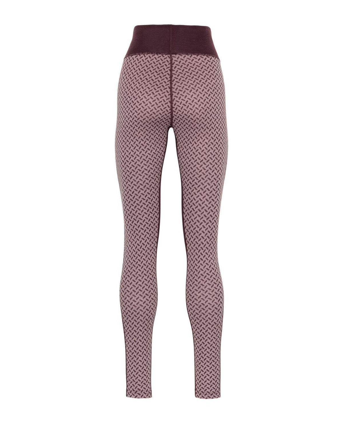 Kari Traa Smekker High Waist Pants - Cocoa Powder bruna merinoullsbyxor med mönster bakifrån sett