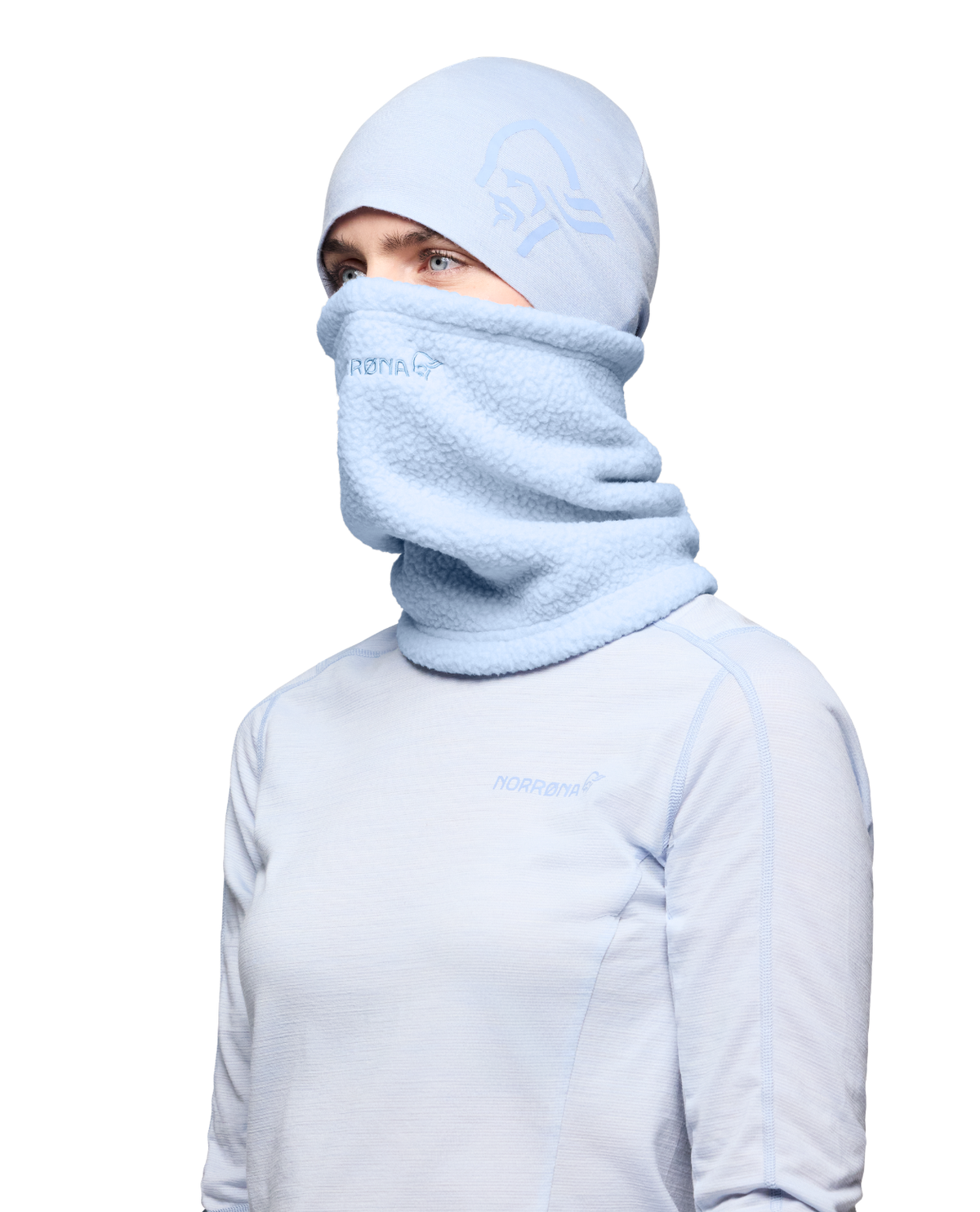 Norrøna /29 warm3 Neck i färgen Cashmere Blue – en mjuk buff och halsvärmare för skidåkning.