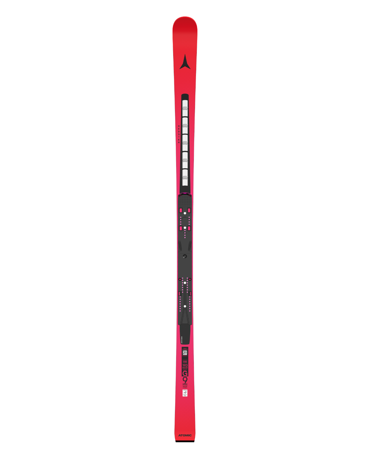 Atomic Redster G9 FIS Revoshock M 26/27 raceskida i rött för storslalom med Icon-platta och Revoshock-dÀmpning.