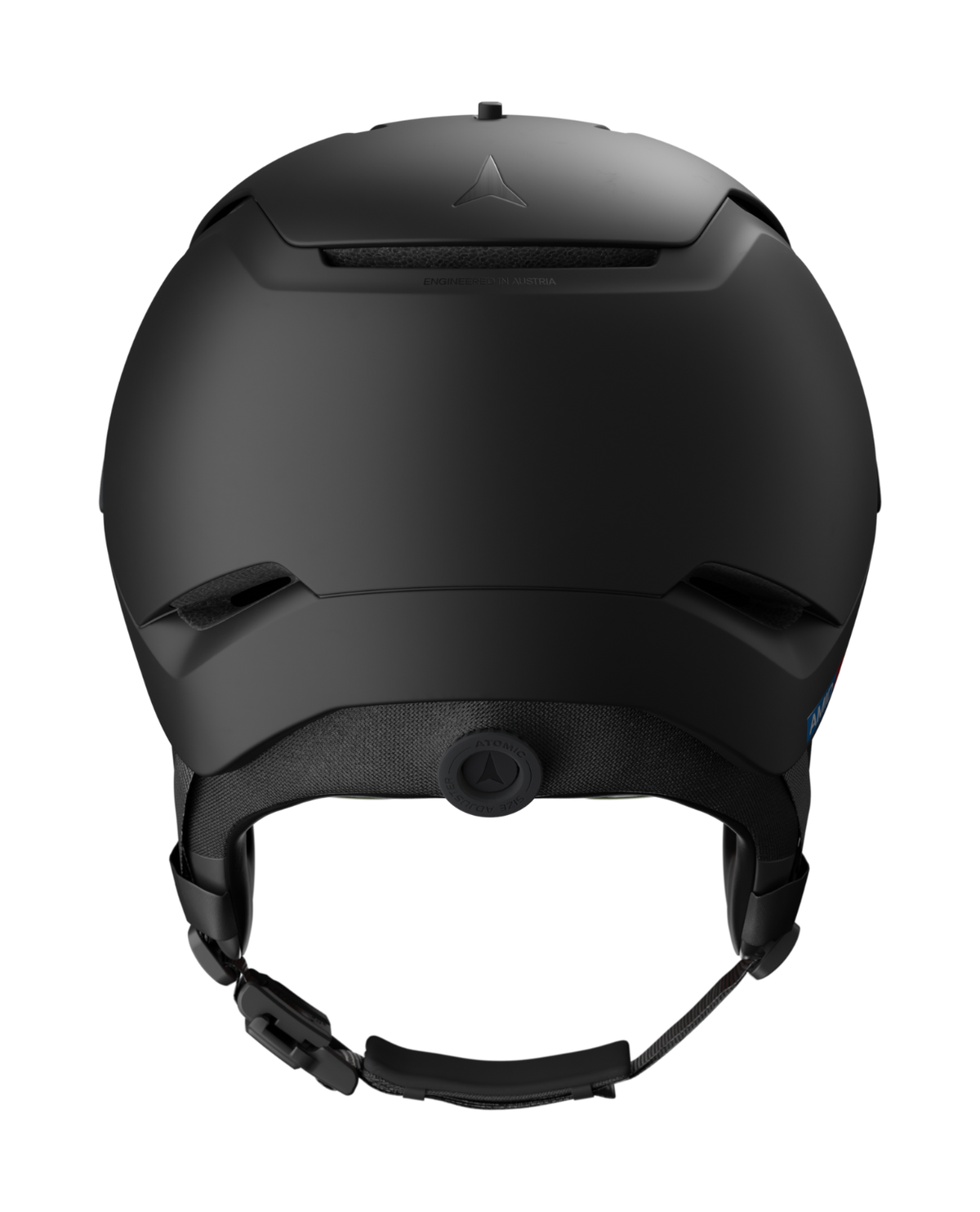 Svart Atomic Revent GT Amid Visor skidhjälm sedd bakifrån med tydlig nackjustering och ventilationsdetaljer.