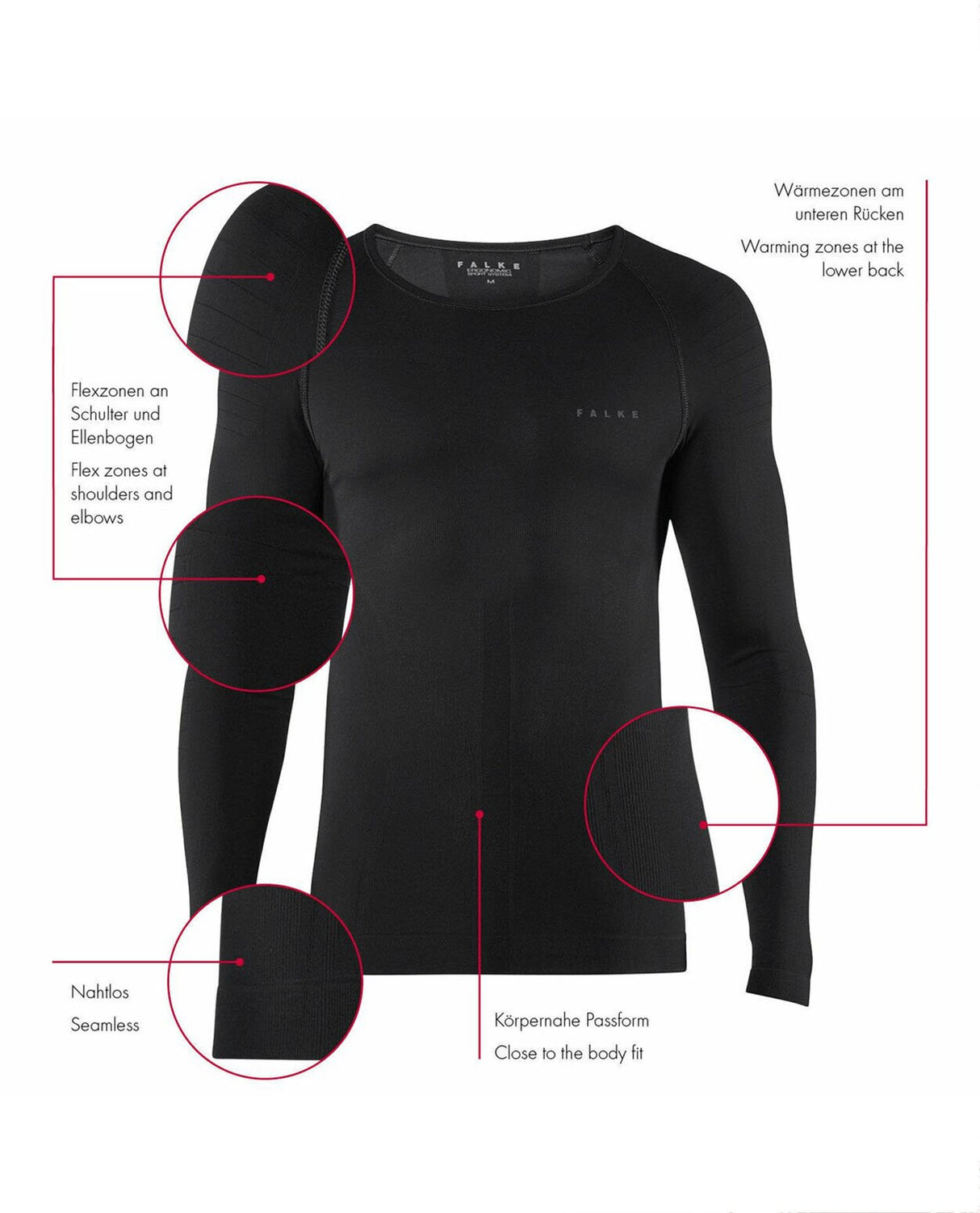 FALKE Men Long-sleeve shirt Warm - Black - Alpingaraget