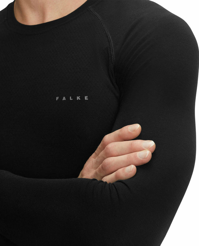 FALKE Men Long-sleeve shirt Wool-Tech Light - Black - Alpingaraget