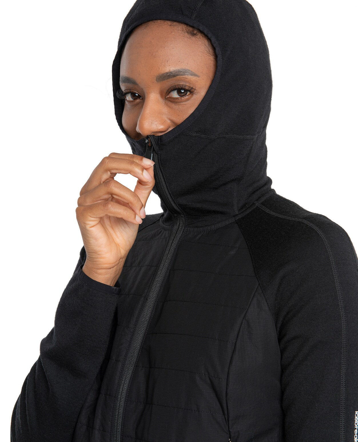Icebreaker Women Mer Quantum Hybrid LS Zip Hoodie - Black - Alpingaraget