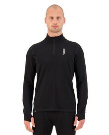 Mons Royale Men Cascade Merino Flex 1/4 Zip - Black - Underställ - Alpingaraget