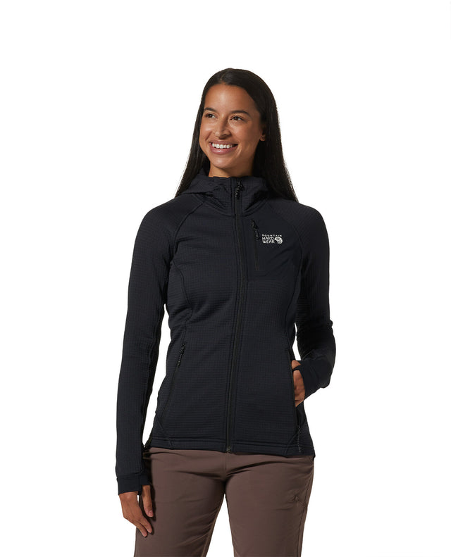 Mountain Hardwear W Polartec® Power Grid Full Zip Hoody - Black - Alpingaraget