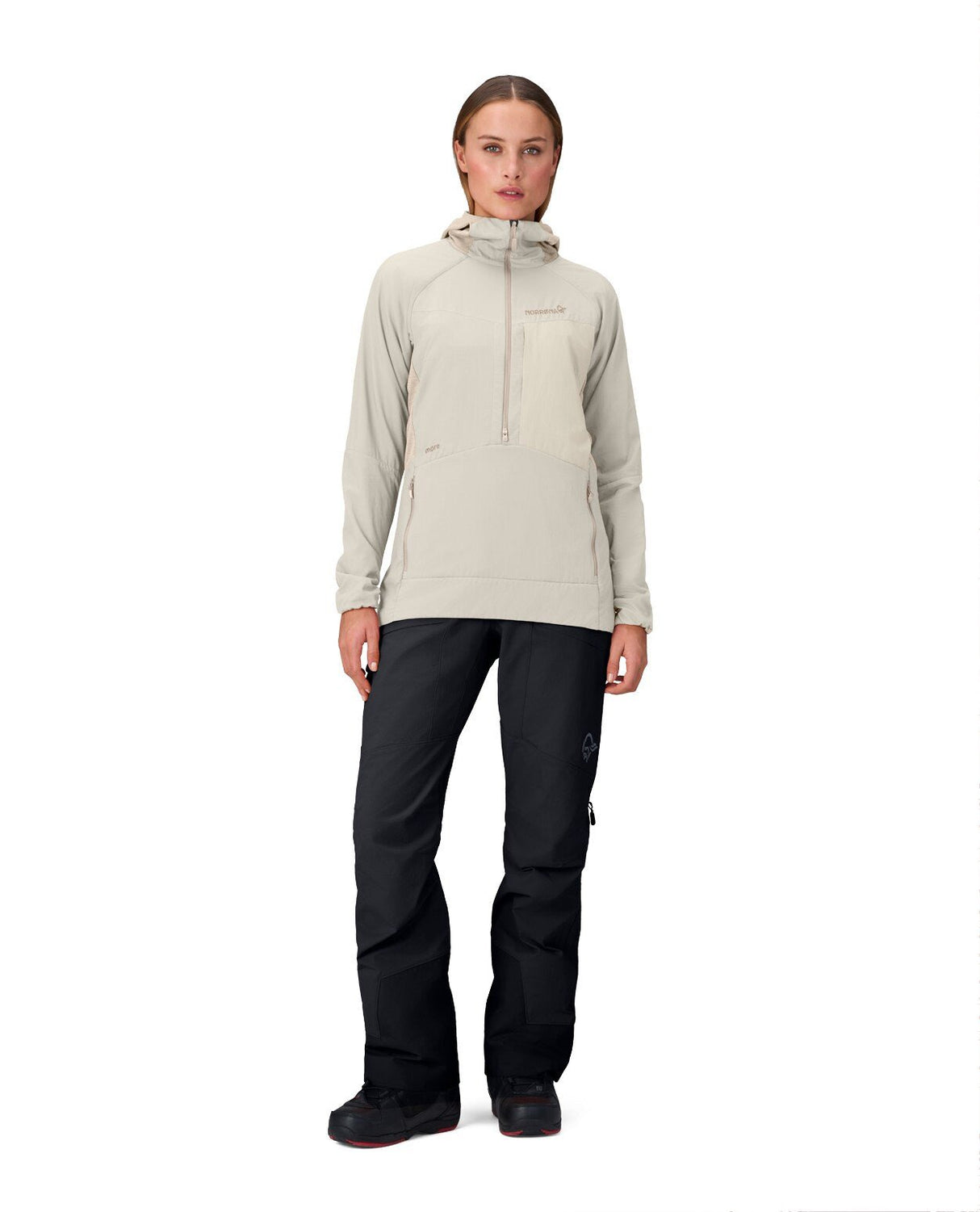 Norröna Women Møre Octa Zip Hood – Oatmeal - Mellanlager - Alpingaraget