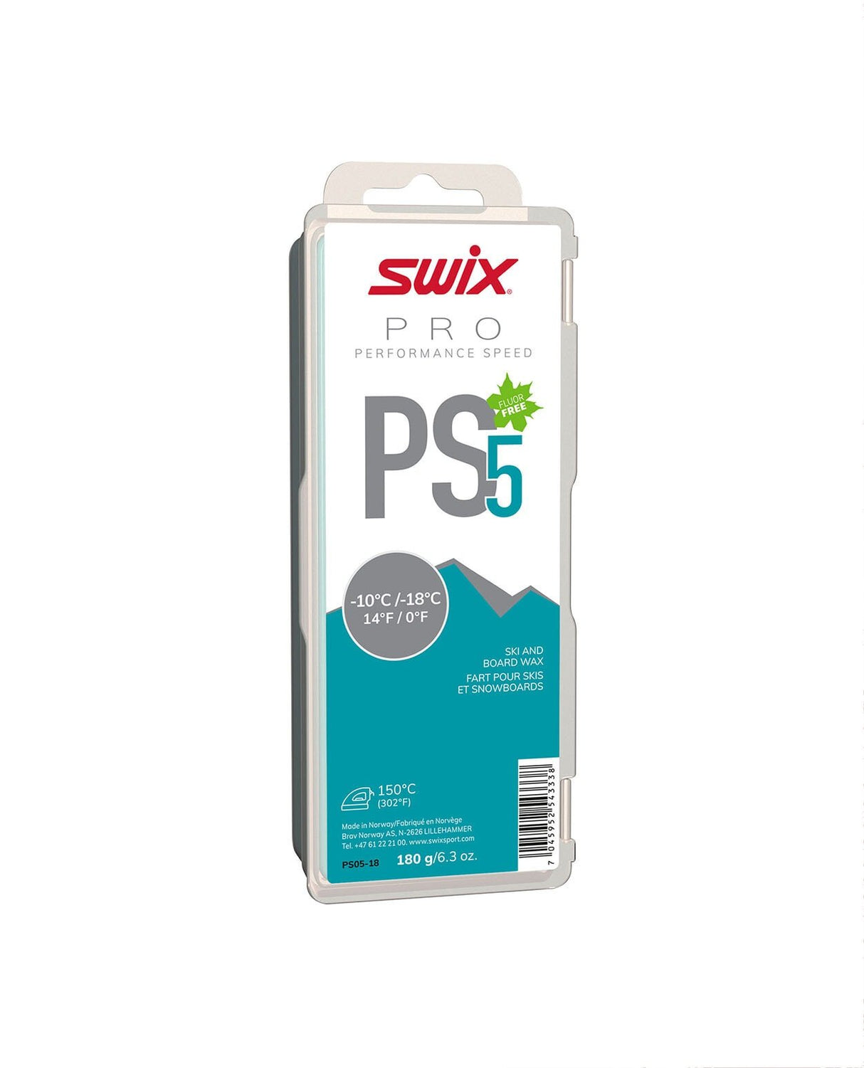 Swix PS5 Turquoise, - 10°C/ - 18°C, 180g - Valla - Alpingaraget