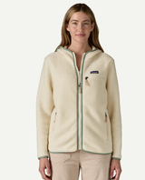 Patagonia Women Retro Pile Hoody - Natural w/Ellwood Green
