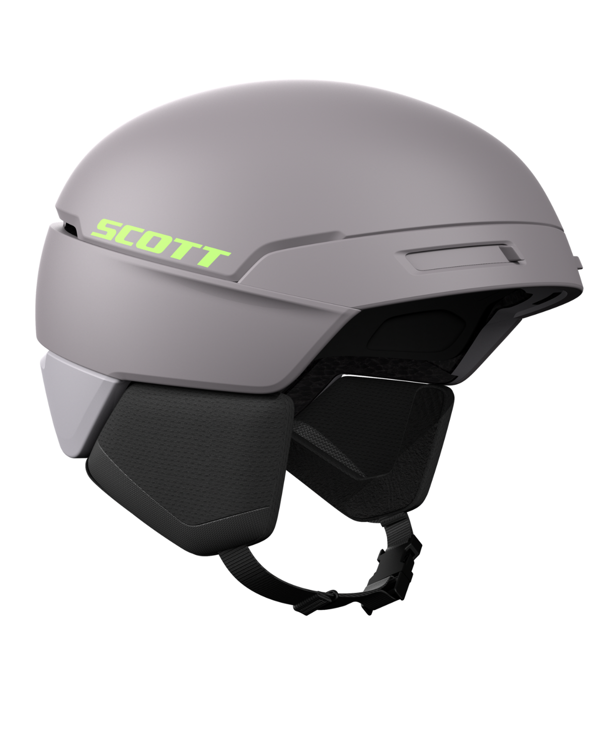 Scott Helmet Flow Mips skidhjälm i Evening Grey/Glow Green, med justerbar passform och tillgänglig i storlek S-L - Alpingaraget