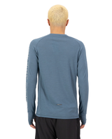 Mons Royale Mens Temple Merino Long Sleeve - Grey Heather / Goblin Blue