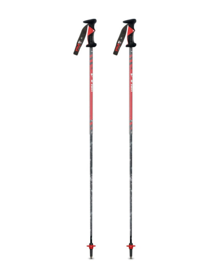 Vola Stav SL CARBON - Alpinstavar i kolfiber med svarta handtag och röda detaljer för alpin racing.