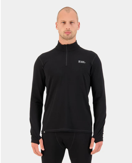 Mons Royale Mens Cascade Flex 1/4 Zip - Black