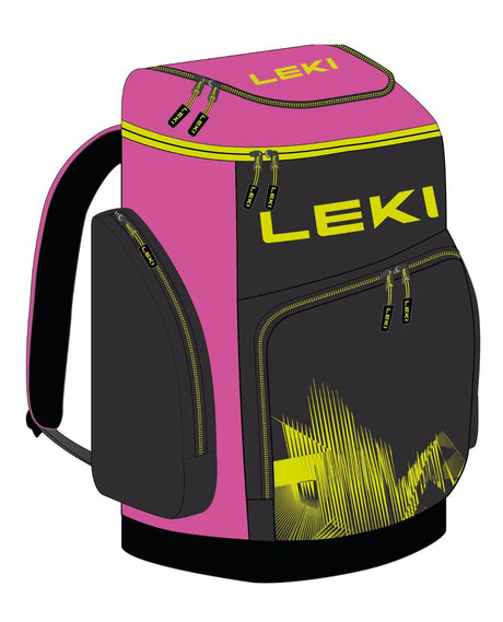 Leki Skiboot Bag WCR 85L i rosa och svart för den alpina tävlingsåkaren som kräver rymlig och slitstark förvaring.