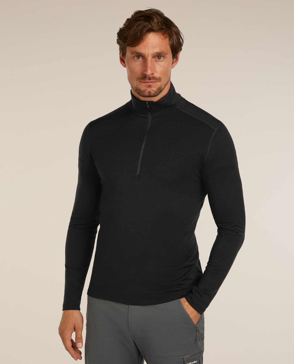 Icebreaker Men 200 Oasis Long Sleeve Half Zip - Black - Alpingaraget
