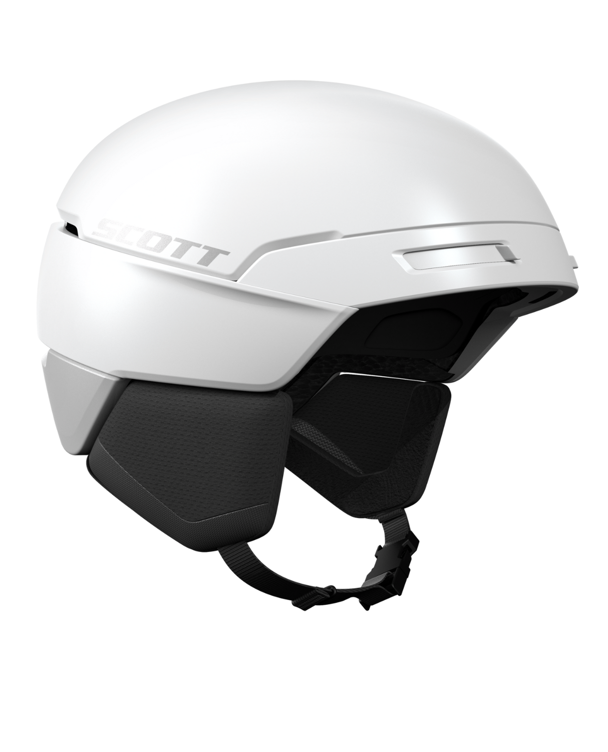 Scott Flow Mips skidhjälm i vitt. Hjälmen har ett justerbart passformssystem och är tillgänglig i storlekarna S, M och L.