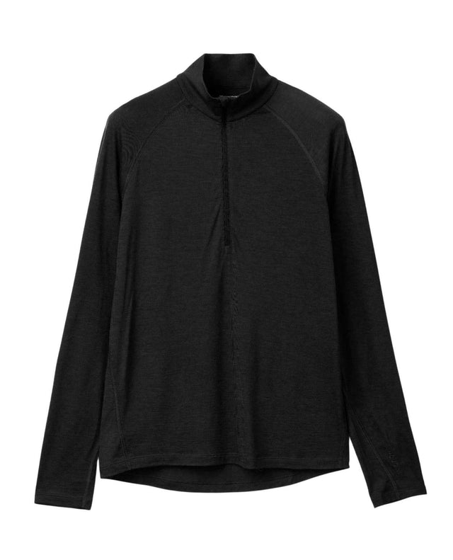 Houdini Puremerino Halfzip Men - Svart underställströja i merinoull med hög krage och halv dragkedja.