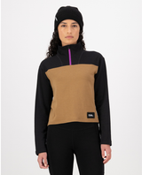 Mons Royale Womens Offgrid Merino Fleece Long Sleeve - Black / Toffee - Alpingaraget