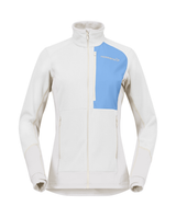 Norrøna Lofoten warm2 Jacket dam i Whisper White och Allure – en smidig och varm skidjacka för alpina äventyr.