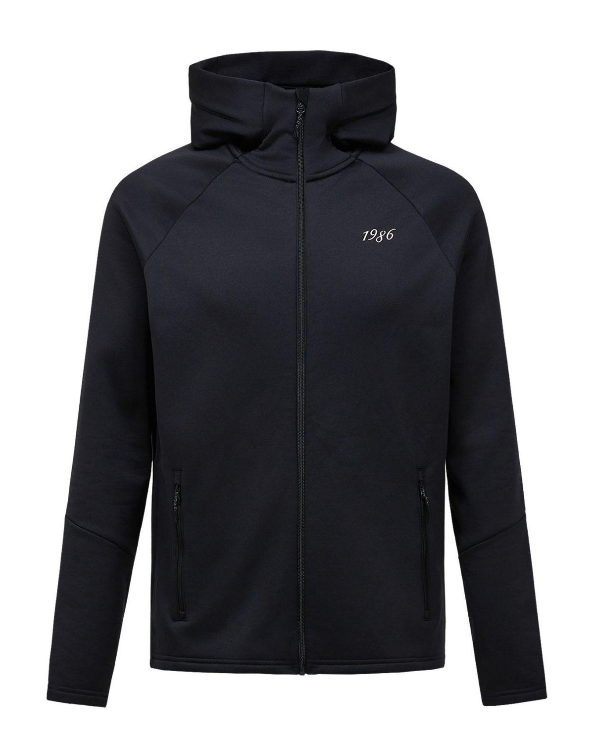 Peak Performance 40Y Rider Zip Hood Men - Svart mellanlager för herrar med huva och dragkedja.