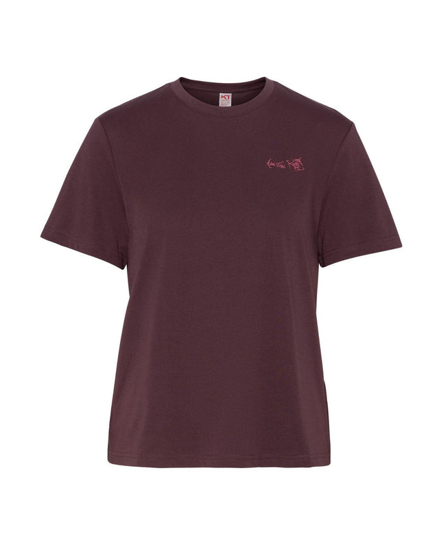 Kari Traa KT Graphic Tee i färgen Cocoa Powder, en brun t-shirt för dam med avslappnad passform och tryck.