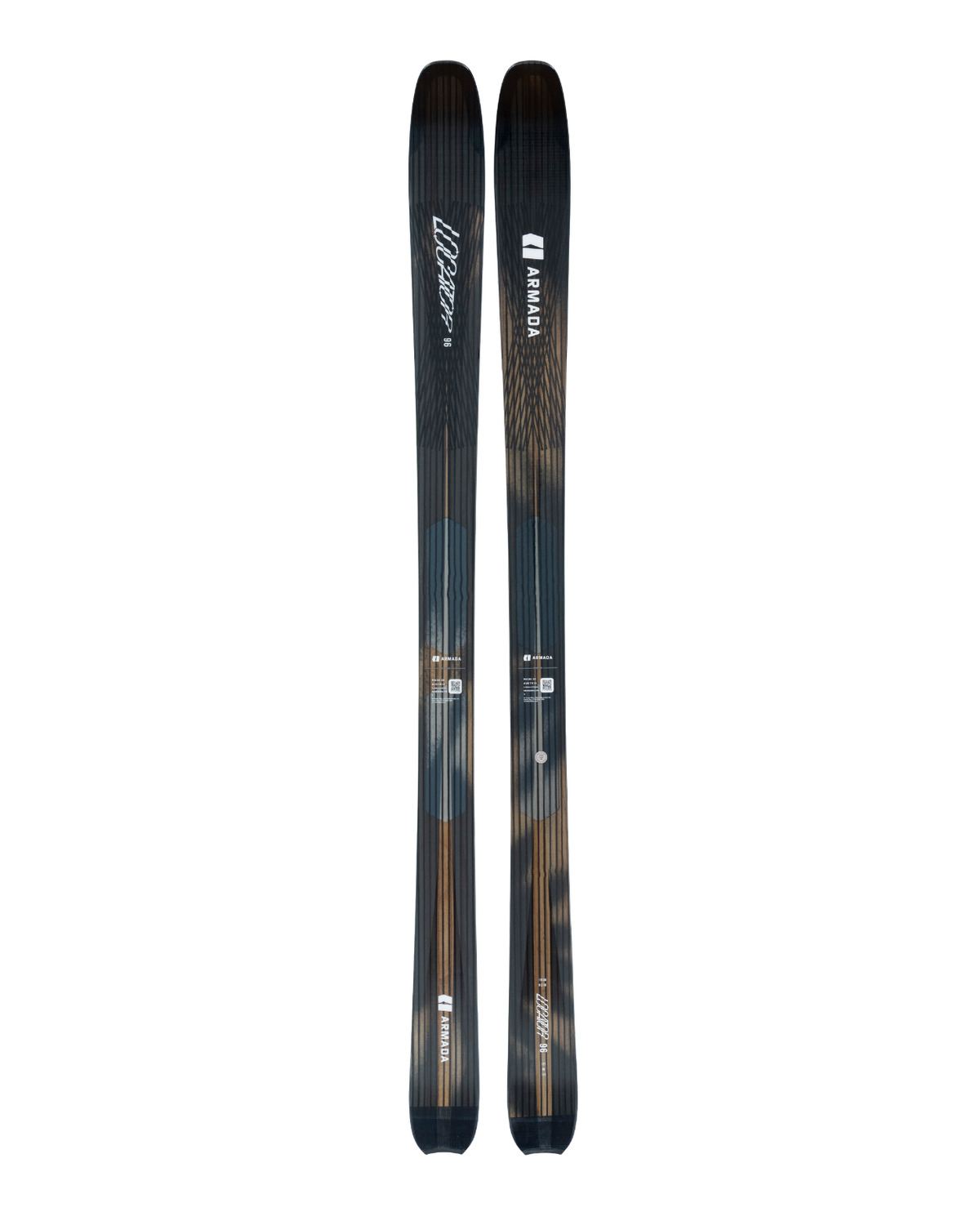 Armada Locator 96 26/27 topptursskidor visade framifrån med sin stilrena design och mönster. - Alpingaraget
