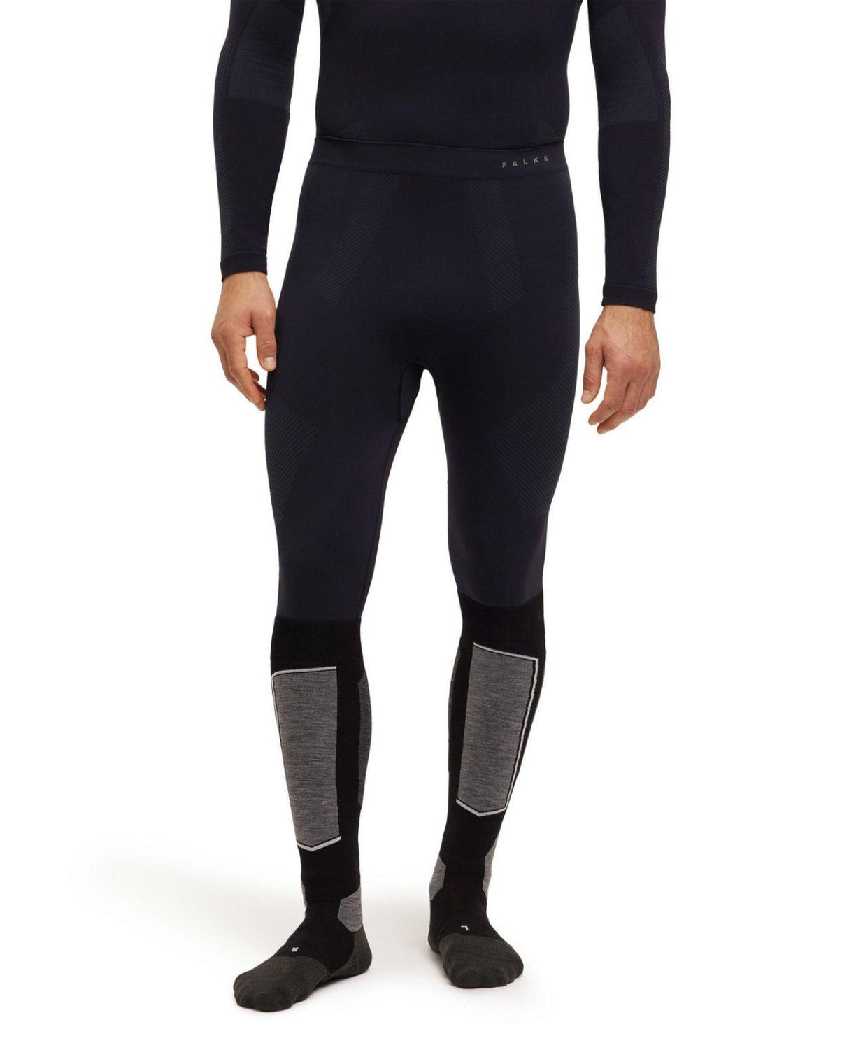 Falke Warm Long Tights - Svarta underställstights för herrar med åtsittande passform.