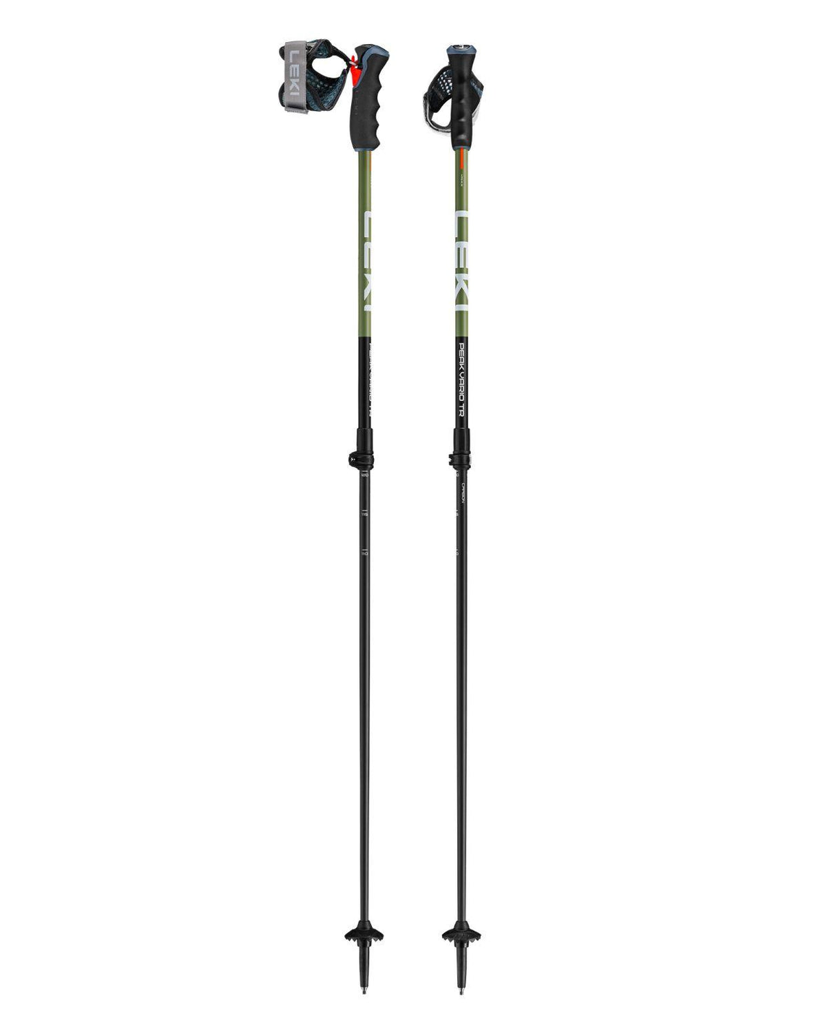 Leki Peak Vario TR kolfiberstavar med Trigger-system för alpina tävlingsåkare i svart och mörkoliv.