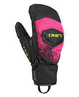 Leki WCR Pro Zero Mitt i neonrosa, svart och gult, robust racingvante med skydd för alpina tävlingsåkare.