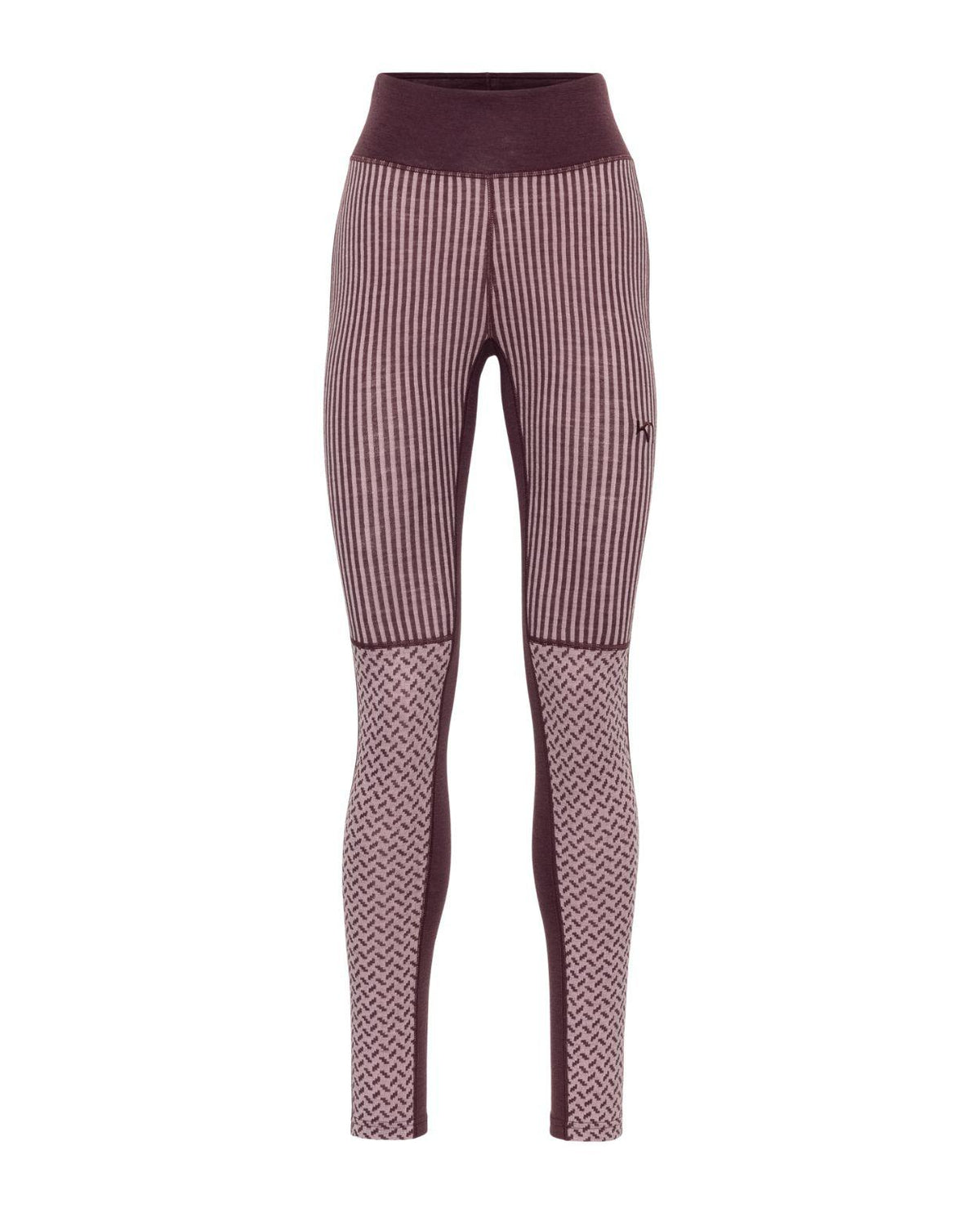 Kari Traa Smekker High Waist Pants - Cocoa Powder bruna underställsbyxor i merinoull med jacquardmönster.