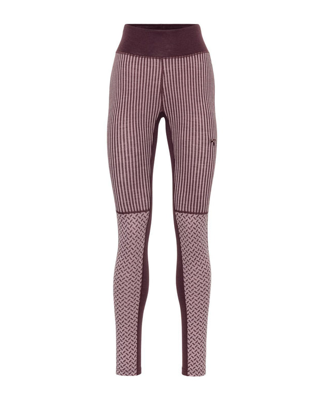 Kari Traa Smekker High Waist Pants - Cocoa Powder bruna underställsbyxor i merinoull med jacquardmönster.