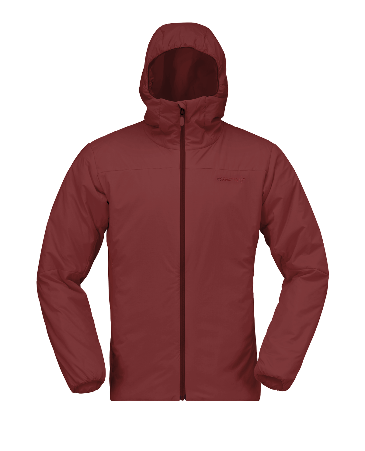 Norrøna Femund thermo60 Zip Hood Men - Vinröd mellanlager med huva