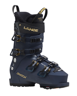 Lange Shadow 95 LV GW dam-alpinpjäxa i mörkblått med guldfärgade detaljer.