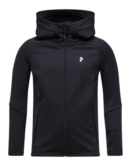 Peak Performance Rider Essentials Zip Hood Junior - Svart mellanlager med luva för skidåkare