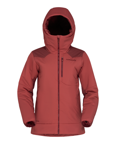 Norrøna Tamok thermo80 Zip Hood Women - Cowhide/Port vinröd damjacka för skidåkning
