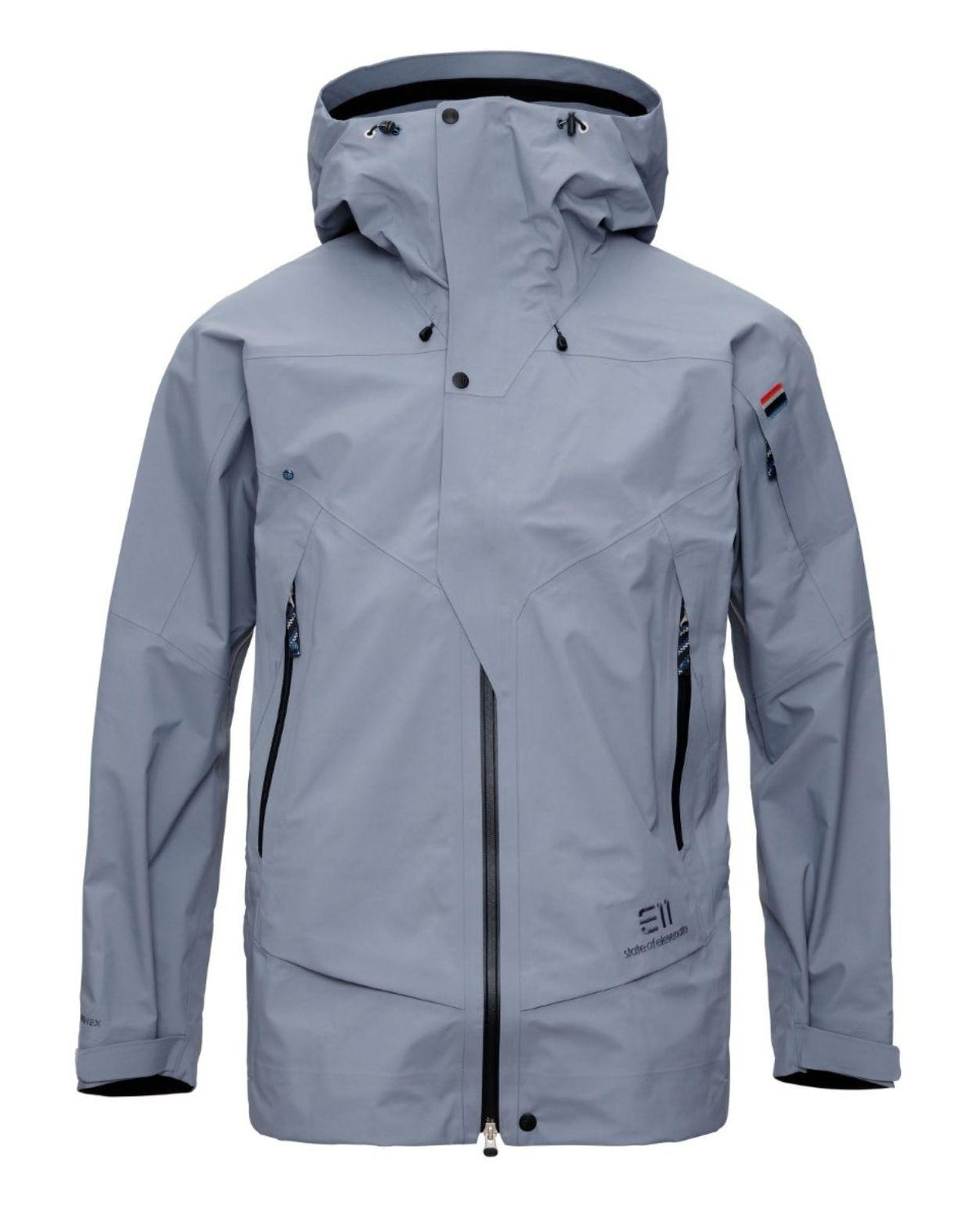 Elevenate Pure Jacket Men i färgen Blue Flint, en funktionell skidjacka för herr med huva.