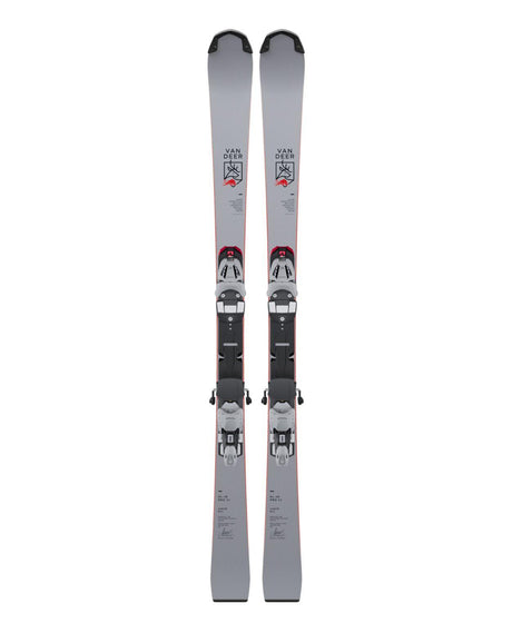 Van Deer SL-JR PRO 26/27 är ett par grå juniorslalomskidor med bindningar för ambitiösa unga tävlingsåkare.