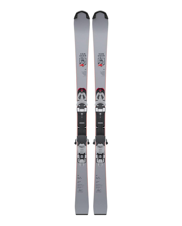 Van Deer SL-JR PRO 26/27 är ett par grå juniorslalomskidor med bindningar för ambitiösa unga tävlingsåkare.