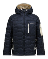 Peak Performance Helium Utility Down Hood Jacket Men i svart och sandfog.